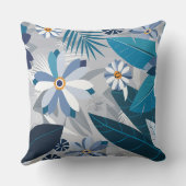 青モダンと白のフローラとジオメト離れリ クッション (裏面)