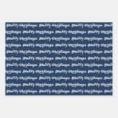 青モダンと白のメリークリスマスツリーズトナカイ ラッピングペーパーシート (正面)