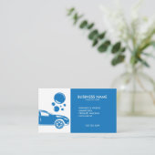 青モダンと白のモバイルカーウォッシュ&詳細 名刺 (スタンド正面)