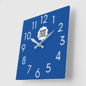 青モダンと白の会社のロゴのプロモーション スクエア壁時計 (傾斜)