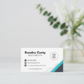 青モダンと白の名刺 名刺 (スタンド正面)