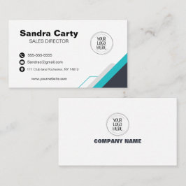 青モダンと白の名刺 名刺