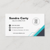 青モダンと白の名刺 名刺 (正面)