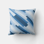 青モダンと白の対角線の幾何学的パターン クッション (裏面)
