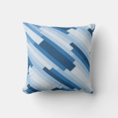 青モダンと白の対角線の幾何学的パターン クッション (正面)