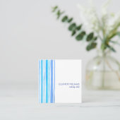 青モダンと白の水の色のストライプ正方形 スクエア名刺 (スタンド正面)