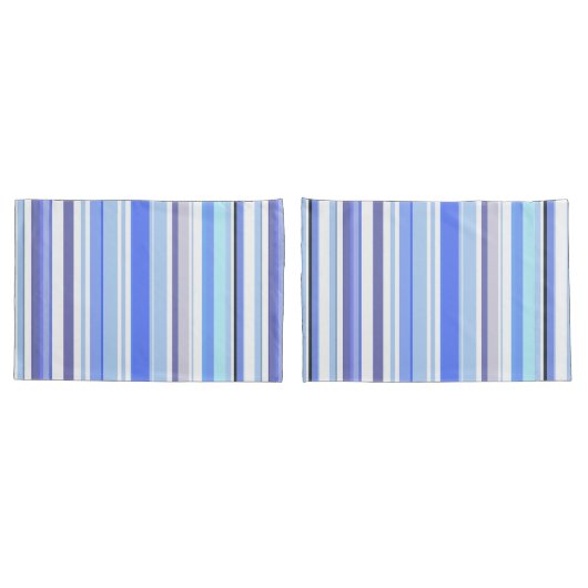 青モダンと白の沿岸ストライプ 枕カバー (バックセット)