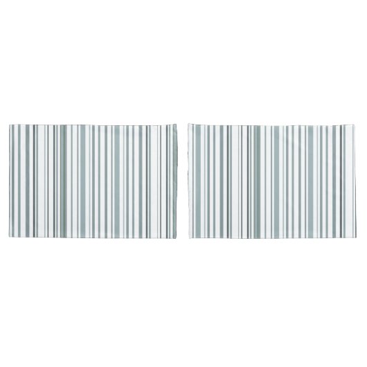 青モダンと白の沿岸ストライプ 枕カバー (バックセット)