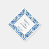 青モダンと白地中海の結婚の スタンダードカクテルナプキン (角)