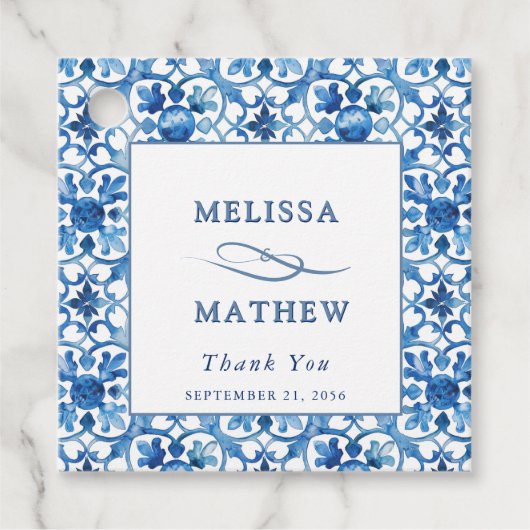 青モダンと白地中海の結婚の フェイバータグ (正面)