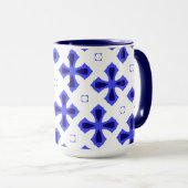 青モダンと白 マグカップ (正面右)