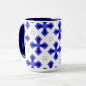 青モダンと白 マグカップ (正面左)