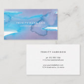 青モダンと紫の水彩 名刺 (正面/裏面)