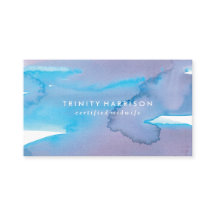 青モダンと紫の水彩