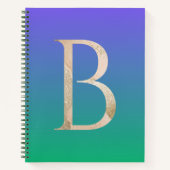 青モダンと緑のカラフルグラデーション ノートブック (正面)