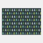 青モダンと緑のクリスマスツリー ラッピングペーパーシート (正面2)