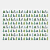 青モダンと緑のクリスマスツリー ラッピングペーパーシート (正面)