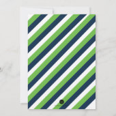 青モダンと緑のバプテスマと第一誕生日 招待状 (裏面)