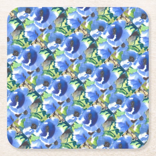 青モダンと緑のフローラ スクエアペーパーコースター (正面)