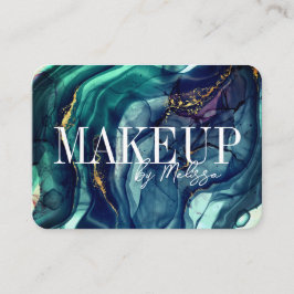 青モダンと緑の水彩名刺 名刺