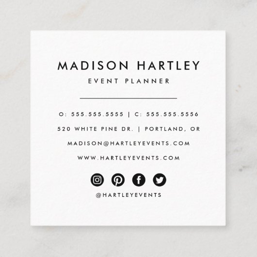 青モダンと緑の水色 スクエア名刺 (裏面)