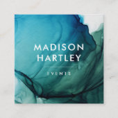 青モダンと緑の水色 スクエア名刺 (正面)