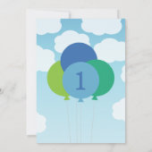 青モダンと緑の風船誕生パーティー 招待状 (裏面)