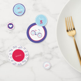 青モダンと赤のパーティー コンフェッティ