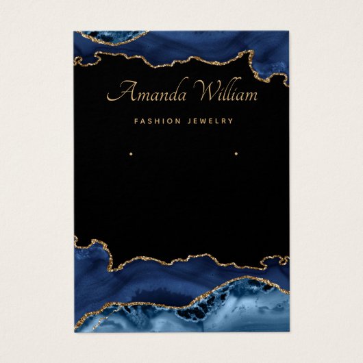 青モダンと金ゴールドのイヤリング表示カード (正面)