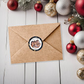 青モダンと金ゴールドのクリスマス離れ写真 ラウンドシール