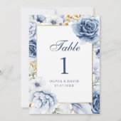 青モダンと金ゴールドのフローラ結婚のテーブル番号 (裏面)