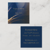 青モダンと金ゴールドの名刺 スクエア名刺 (正面/裏面)