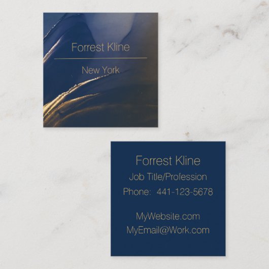 青モダンと金ゴールドの名刺 スクエア名刺 (正面/裏面)