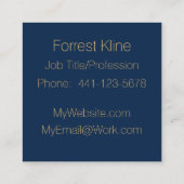 青モダンと金ゴールドの名刺 スクエア名刺 (裏面)