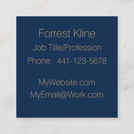 青モダンと金ゴールドの名刺 スクエア名刺 (裏面)