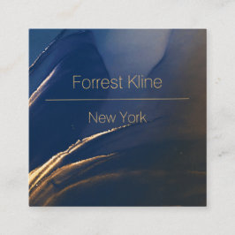 青モダンと金ゴールドの名刺 スクエア名刺