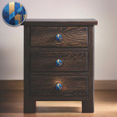 青モダンと金ゴールドの抽象芸術 セラミックノブ