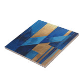 青モダンと金ゴールドの抽象芸術 タイル (側面)