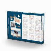 青モダンと金ゴールドの新年のカレンダーのフォトブロック フォトブロック (右)