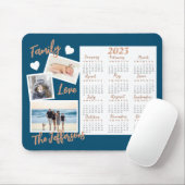 青モダンと金ゴールドの新年のカレンダーの写真 マウスパッド (マウス)