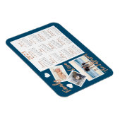 青モダンと金ゴールドの新年のカレンダーの写真 マグネット (右側)