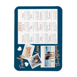 青モダンと金ゴールドの新年のカレンダーの写真 マグネット