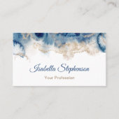 青モダンと金ゴールドの水色インク 名刺 (正面)