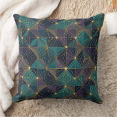 青モダンと金ゴールドデザイン クッション (ブランケット)