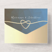 青モダンと金ゴールド幾何結婚の オールインワン招待状 (裏面)