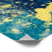 青モダンと黄の抽象芸術 ポスター (角)