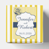 青モダンと黄の結婚式の引き出物ストライプボックス フェイバーボックス (上部)