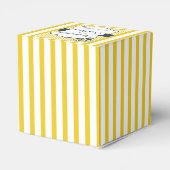 青モダンと黄の結婚式の引き出物ストライプボックス フェイバーボックス (裏面サイド)