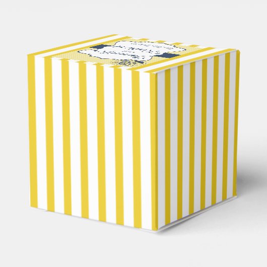青モダンと黄の結婚式の引き出物ストライプボックス フェイバーボックス (裏面サイド)