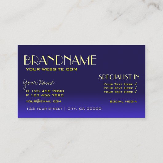 青モダンと黄の鏡フォントプロフェッショナル 名刺 (裏面)